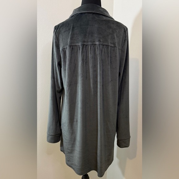 Soft Surroundings Gray Velvet Popover Tunic Top Size Small - Picture 3 of 5
